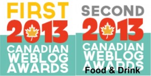 Canadian Web Blog Award 2013 www.acanadianfoodie.com FIRST